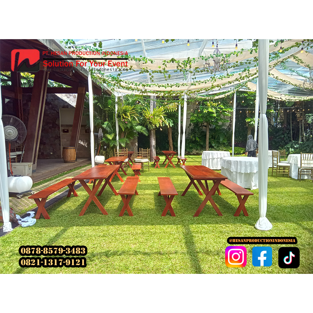 Sewa Meja Taman Set – Nuansa Hangat & Estetik untuk Acara Outdoor Anda